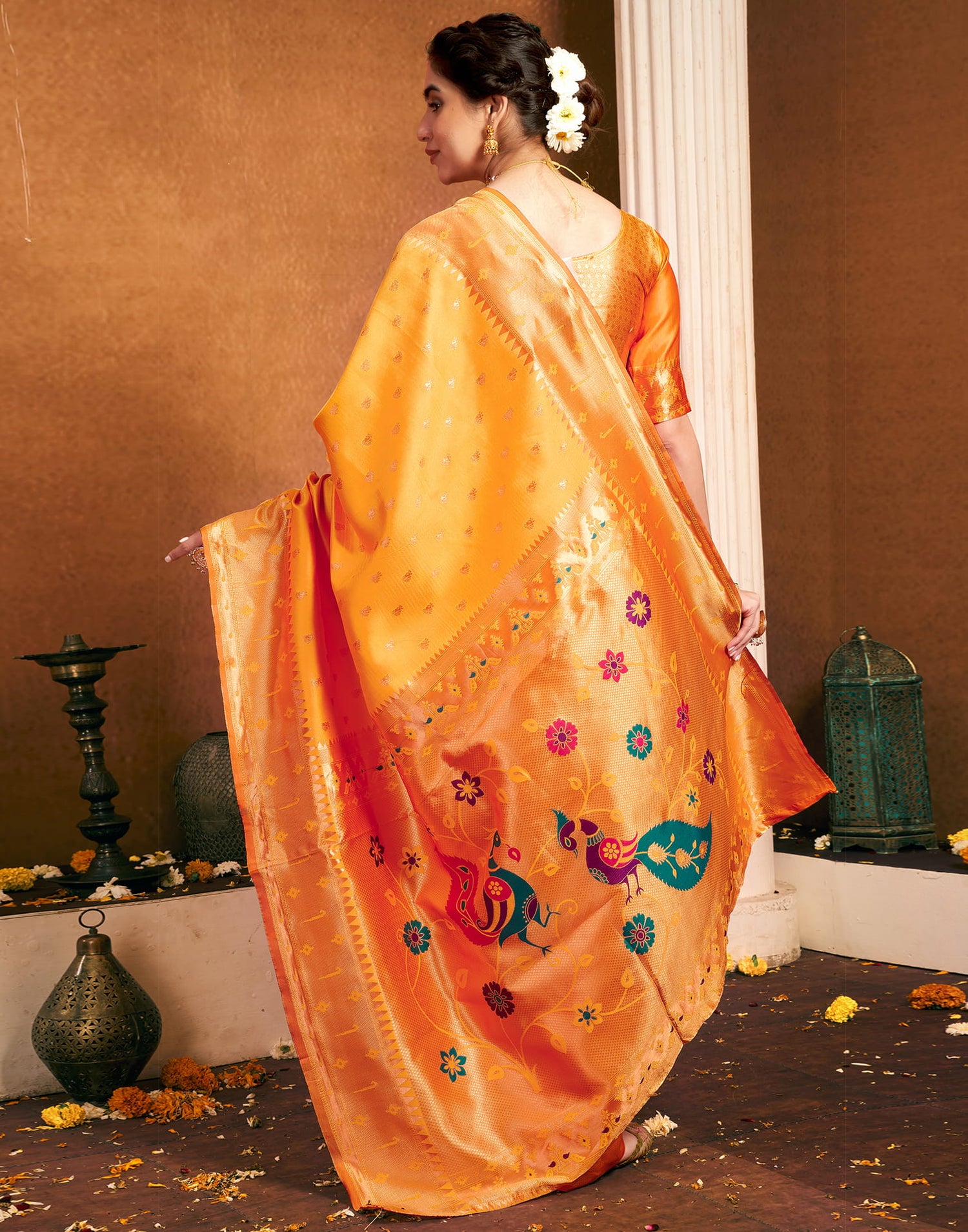 Yellow Silk Woven Paithani Saree