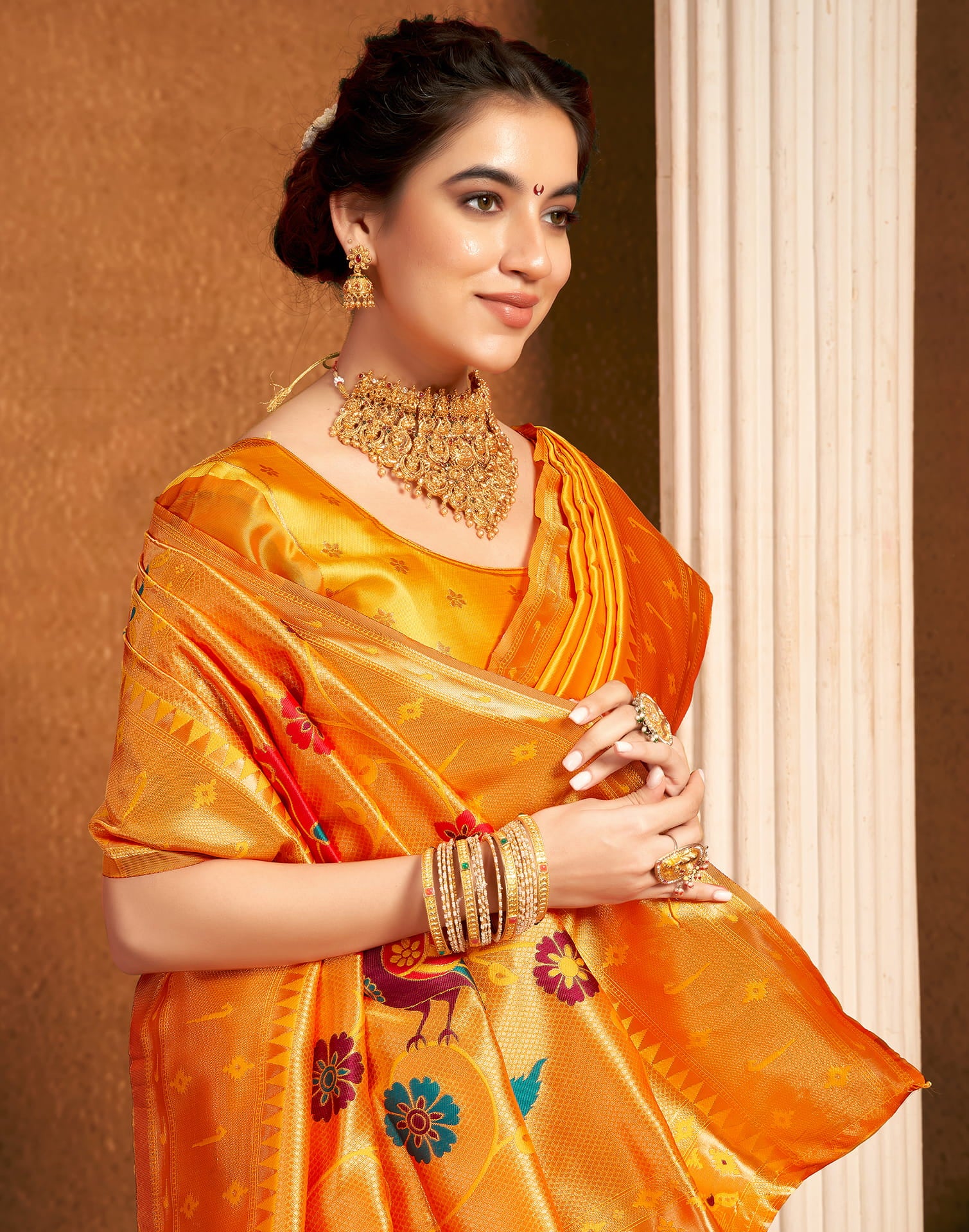 Yellow Silk Woven Paithani Saree