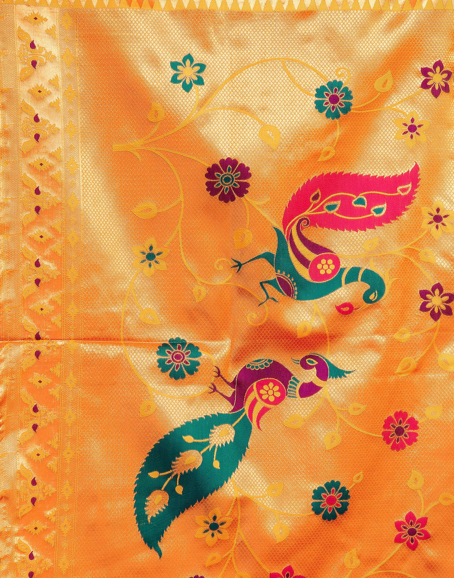 Yellow Silk Woven Paithani Saree