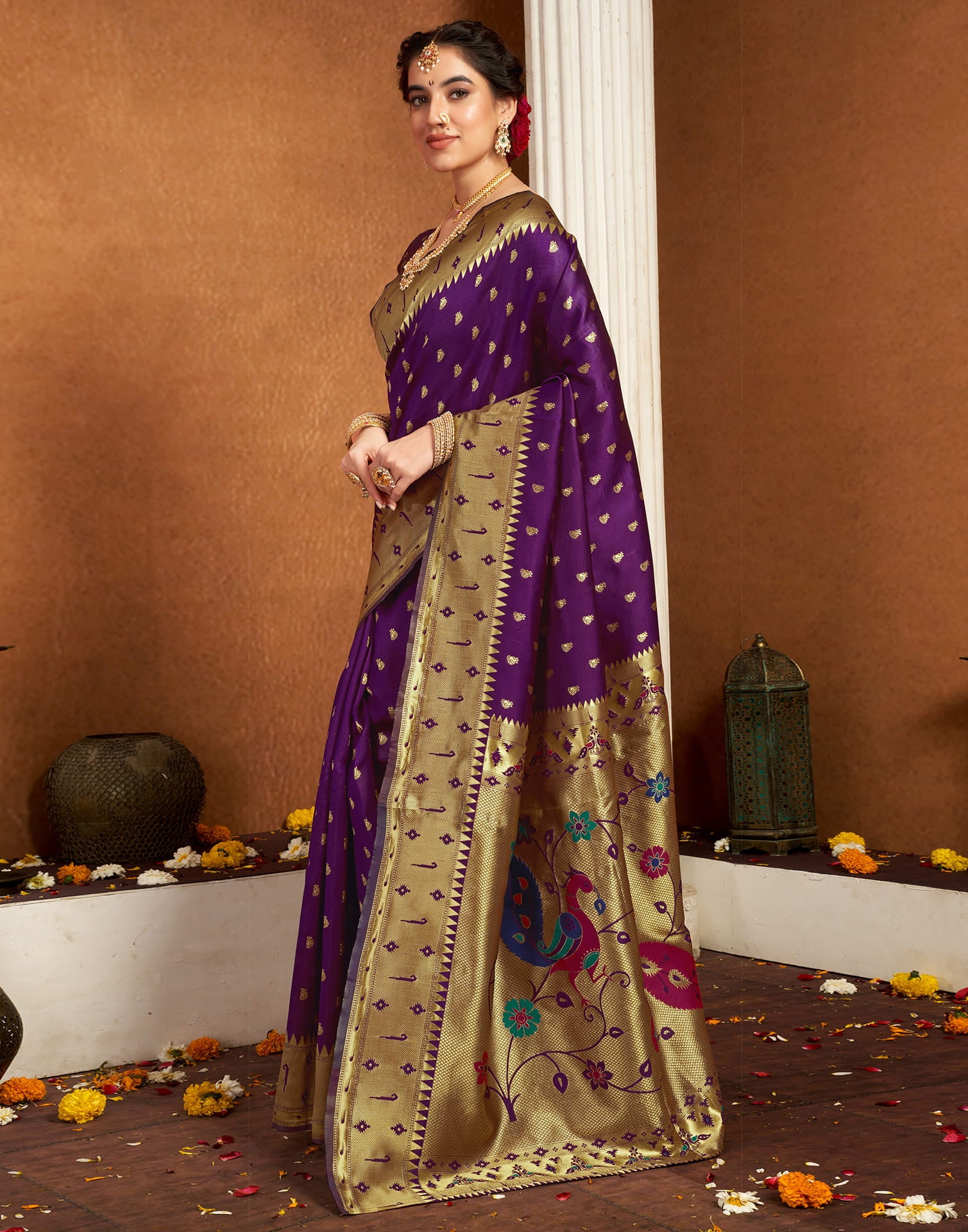 Dark Purple Silk Woven Paithani Saree