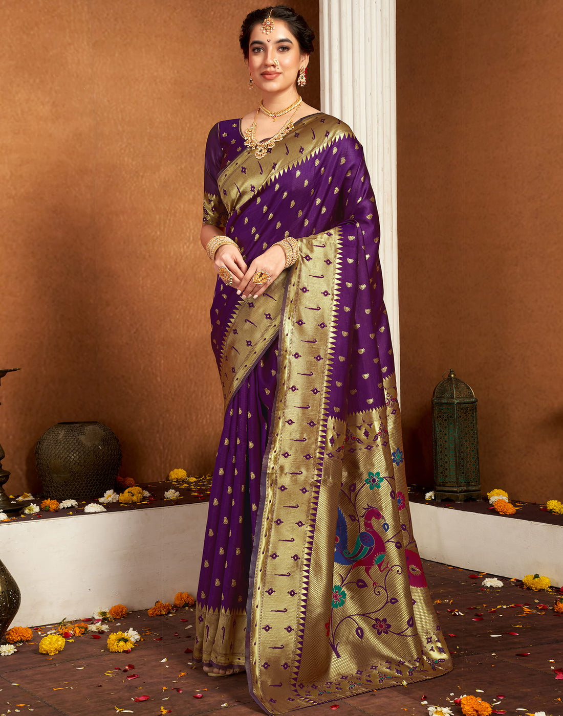 Wine Silk Woven Paithani Saree