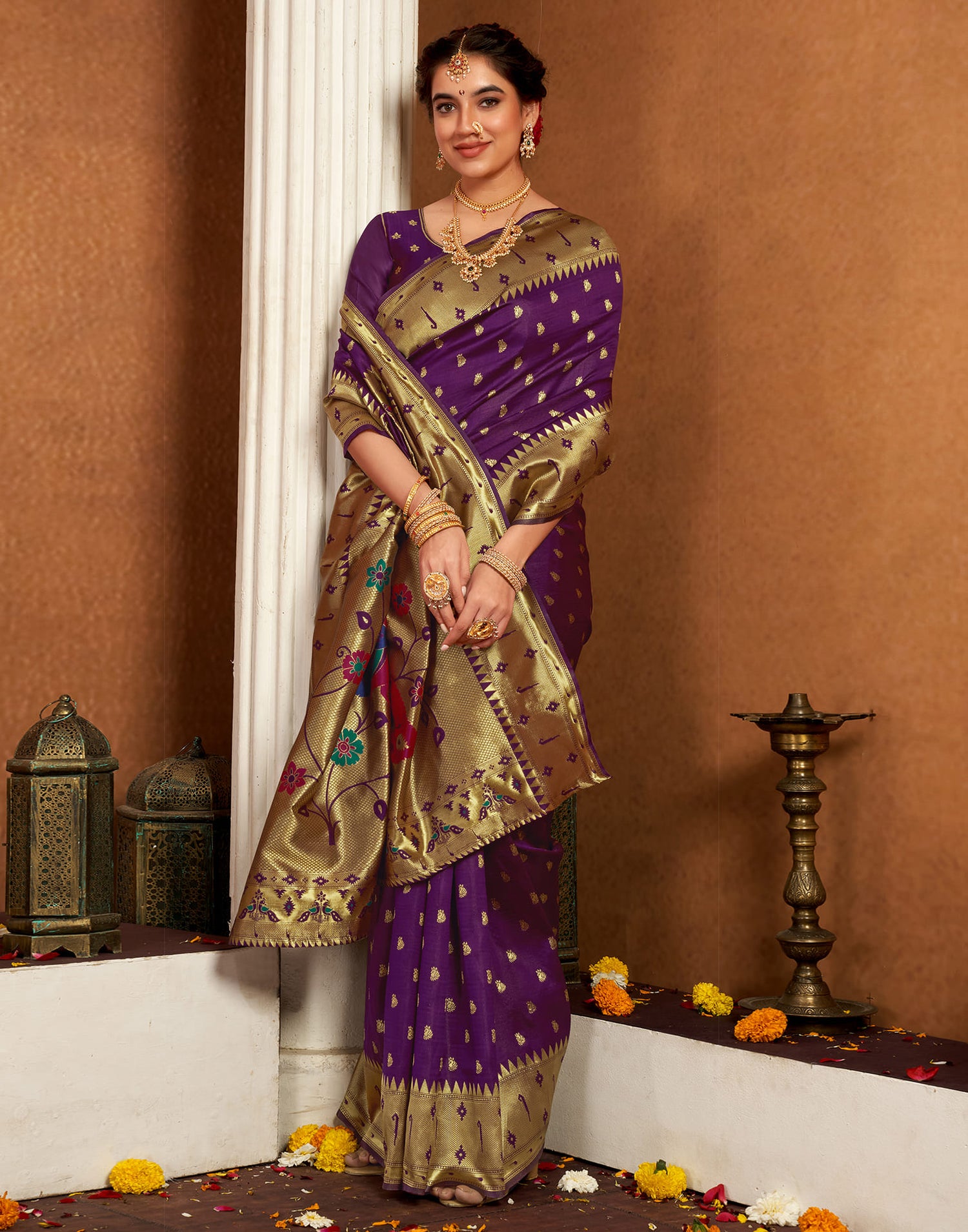 Dark Purple Silk Woven Paithani Saree