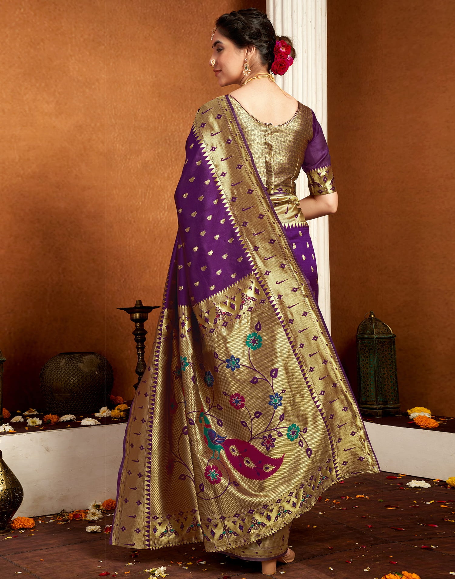 Wine Silk Woven Paithani Saree