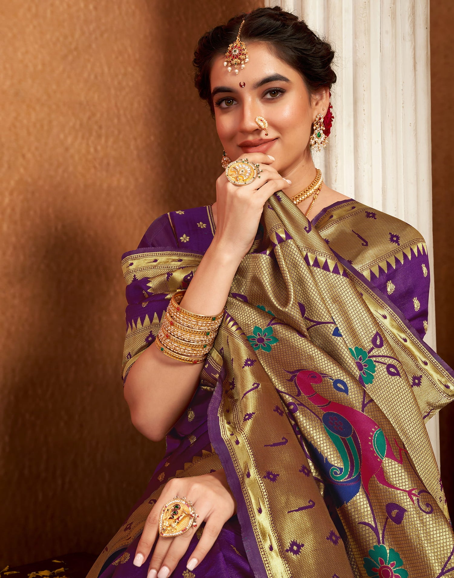 Dark Purple Silk Woven Paithani Saree