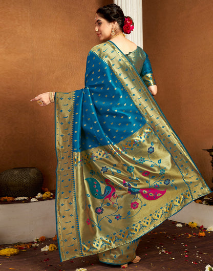 Blue Silk Woven Paithani Saree