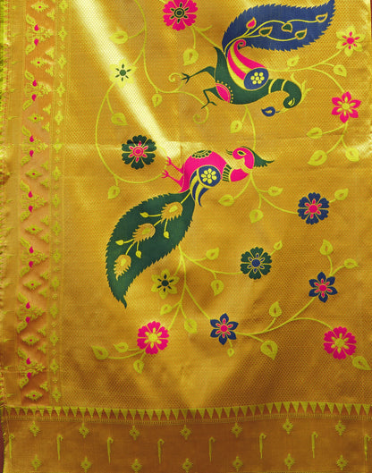 Lime Green Silk Woven Paithani Saree