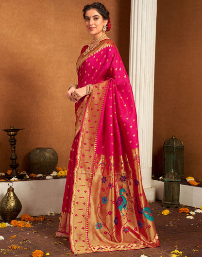 Pink Silk Woven Paithani Saree