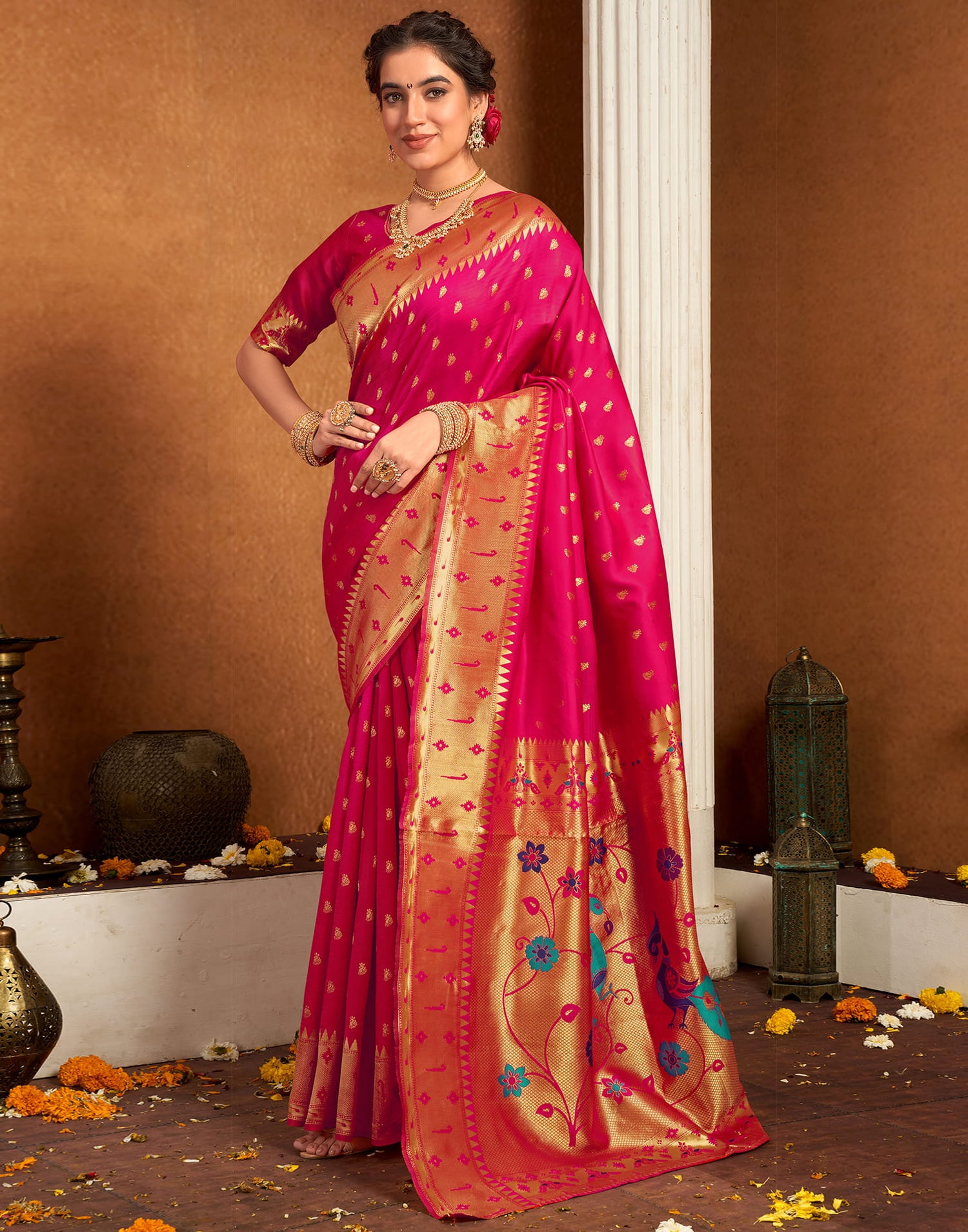 Pink Silk Woven Paithani Saree