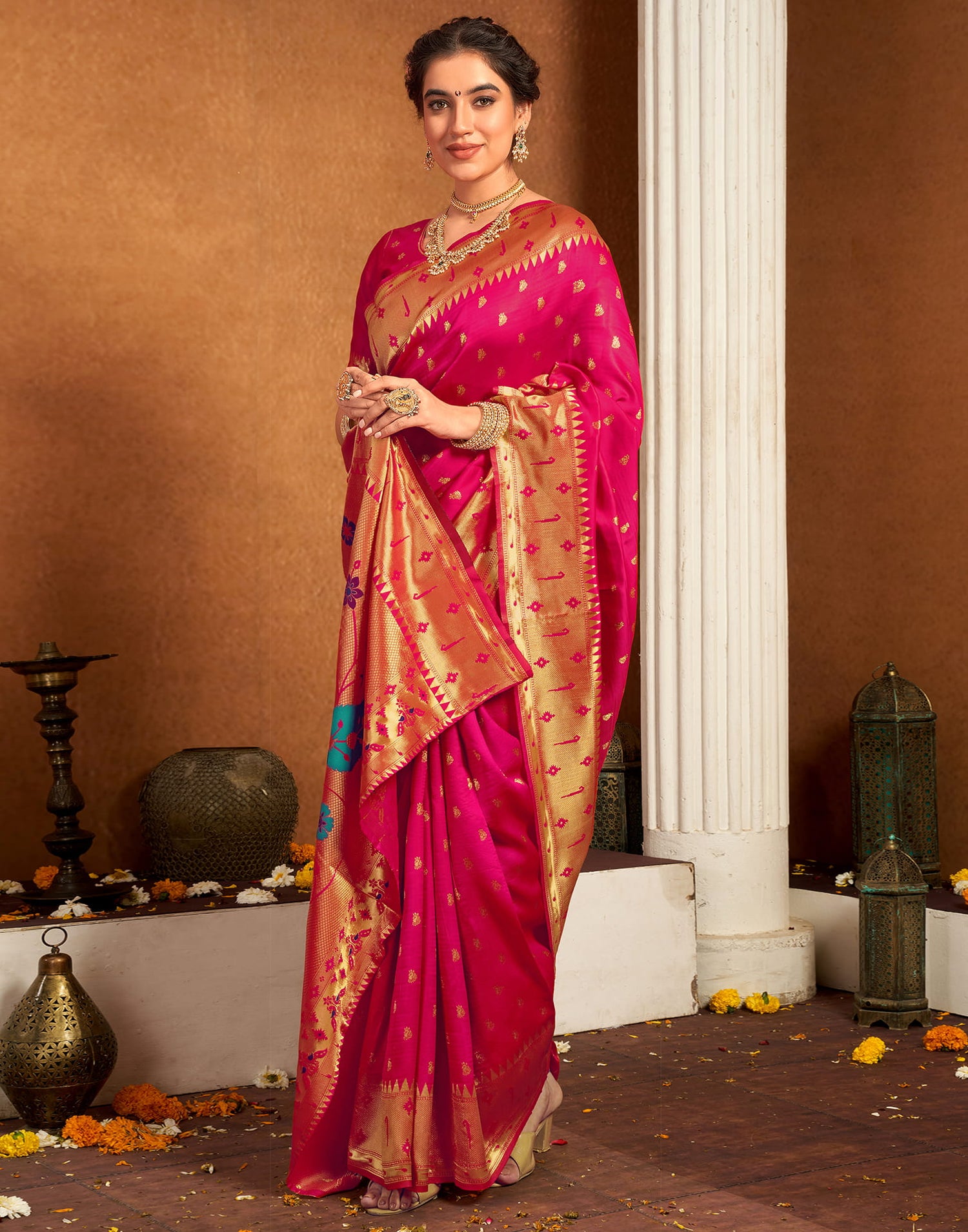 Pink Silk Woven Paithani Saree