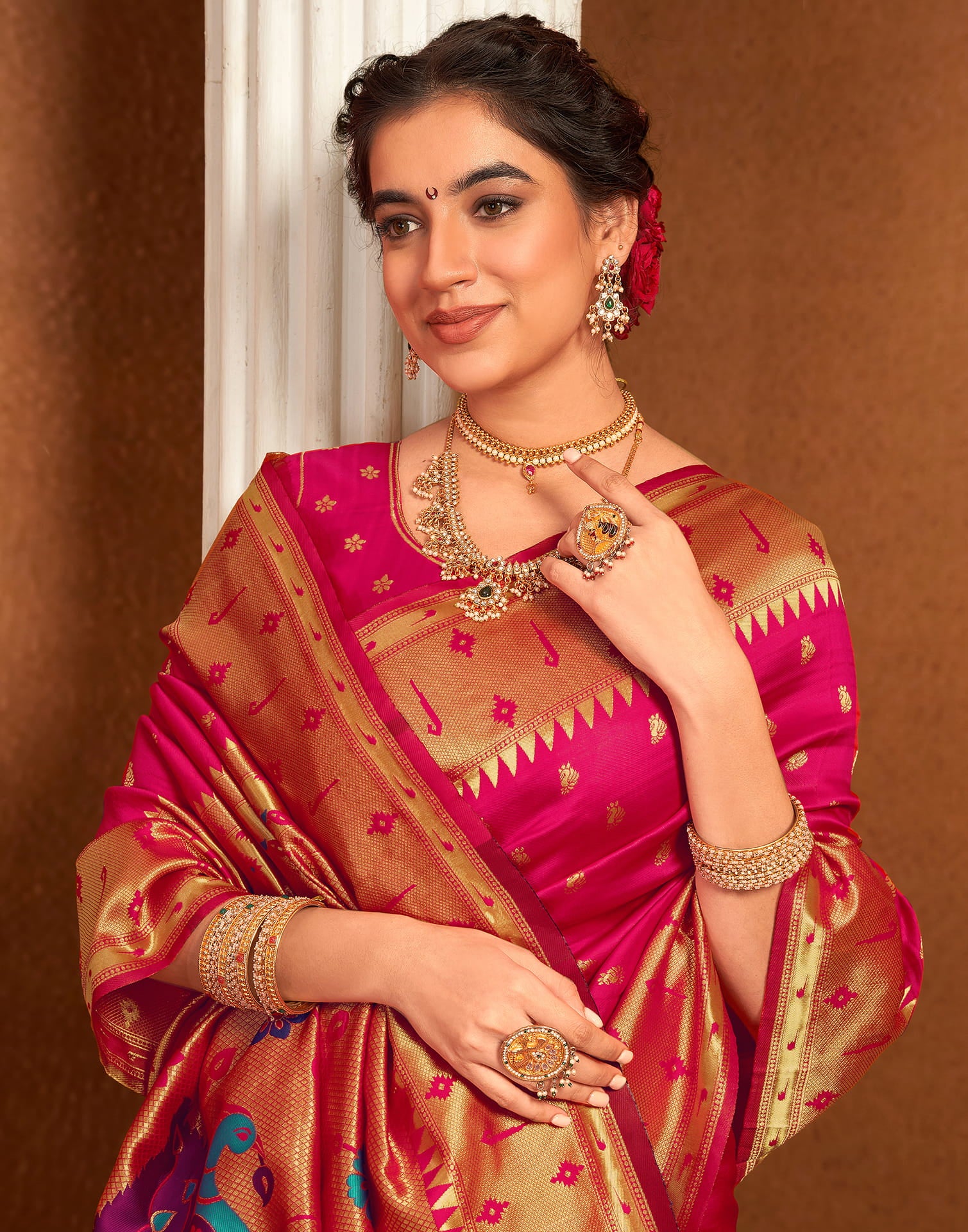 Pink Silk Woven Paithani Saree