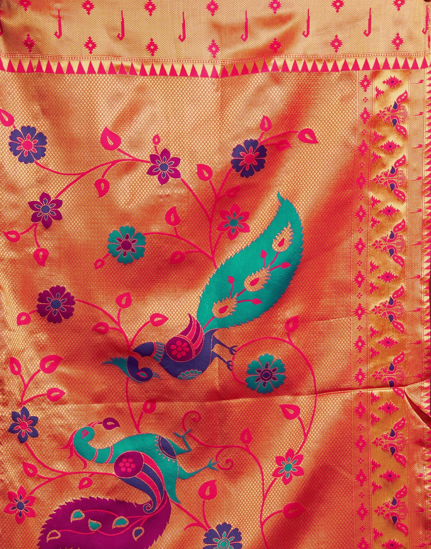 Rani Pink Silk Woven Paithani Saree