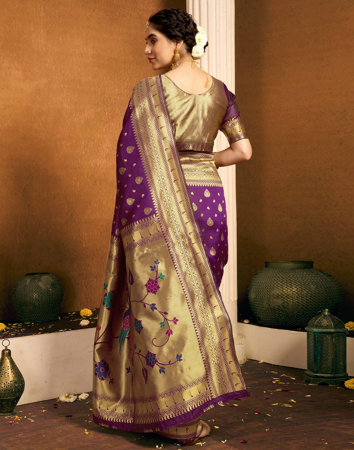 Dark Purple Silk Woven Paithani Saree