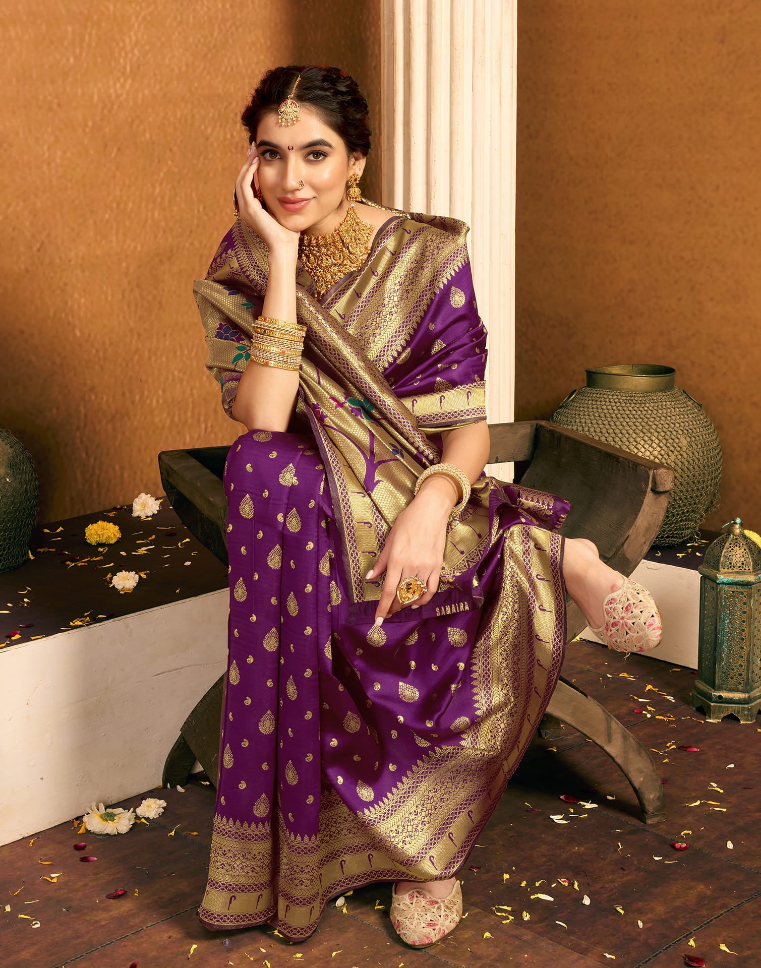 Dark Purple Silk Woven Paithani Saree