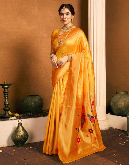 Yellow Silk Woven Paithani Saree