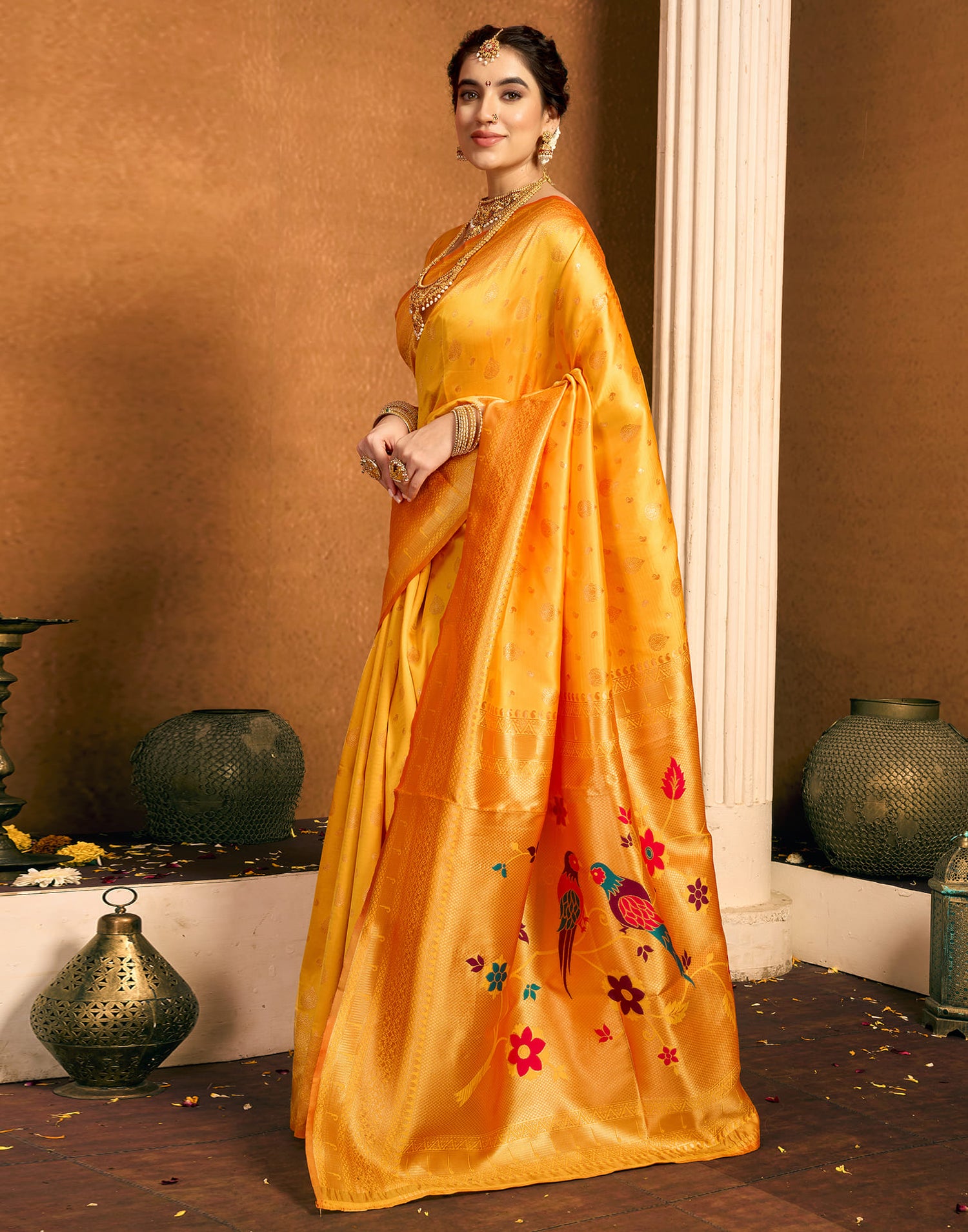 Yellow Silk Woven Paithani Saree