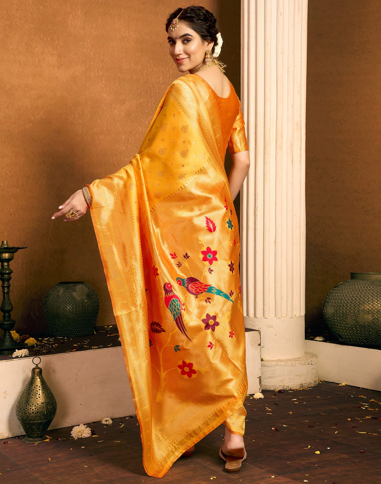 Yellow Silk Woven Paithani Saree