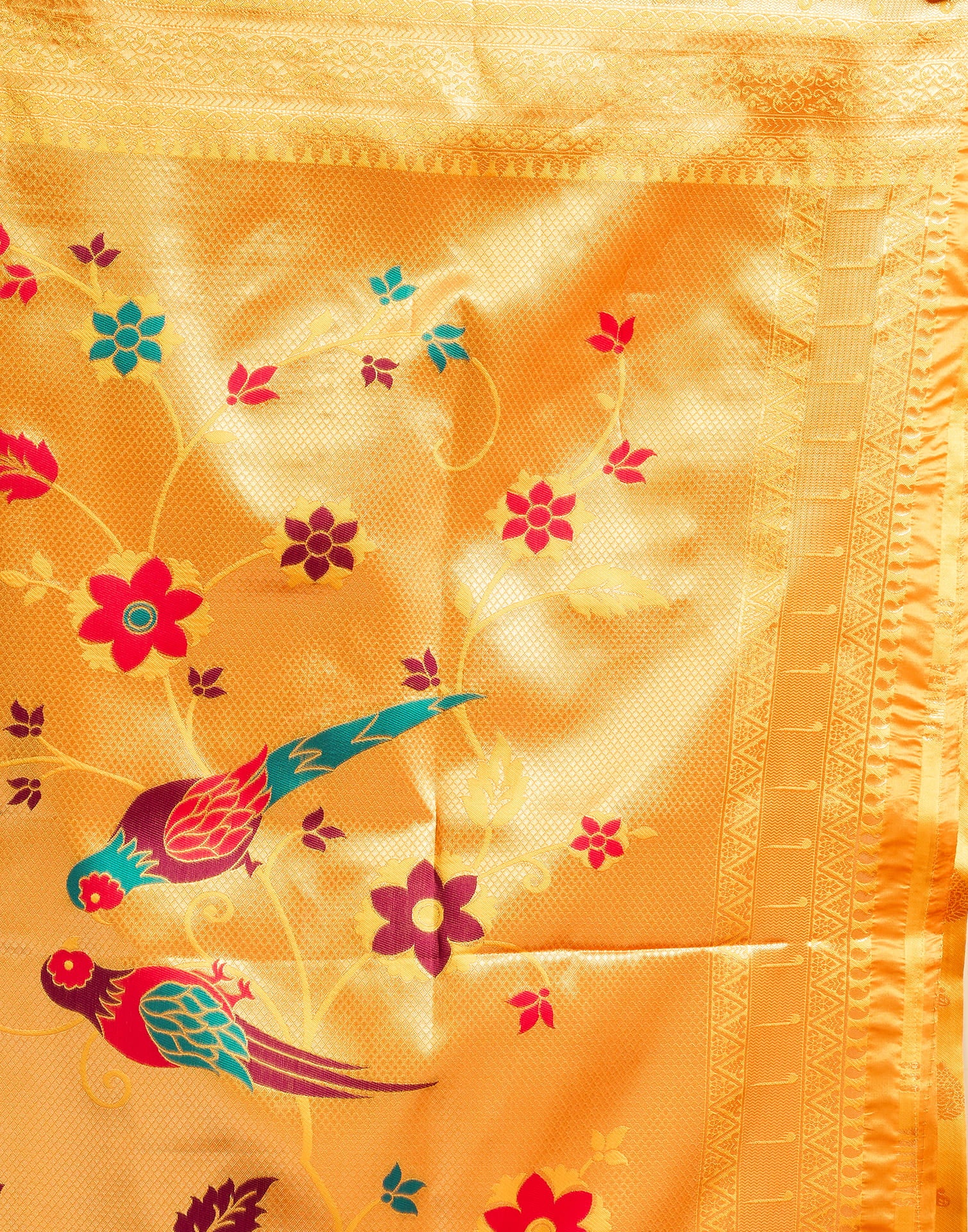 Yellow Silk Woven Paithani Saree