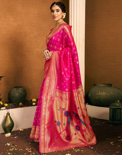 Rani Pink Silk Woven Paithani Saree