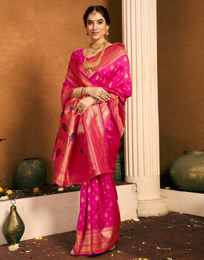 Rani Pink Silk Woven Paithani Saree