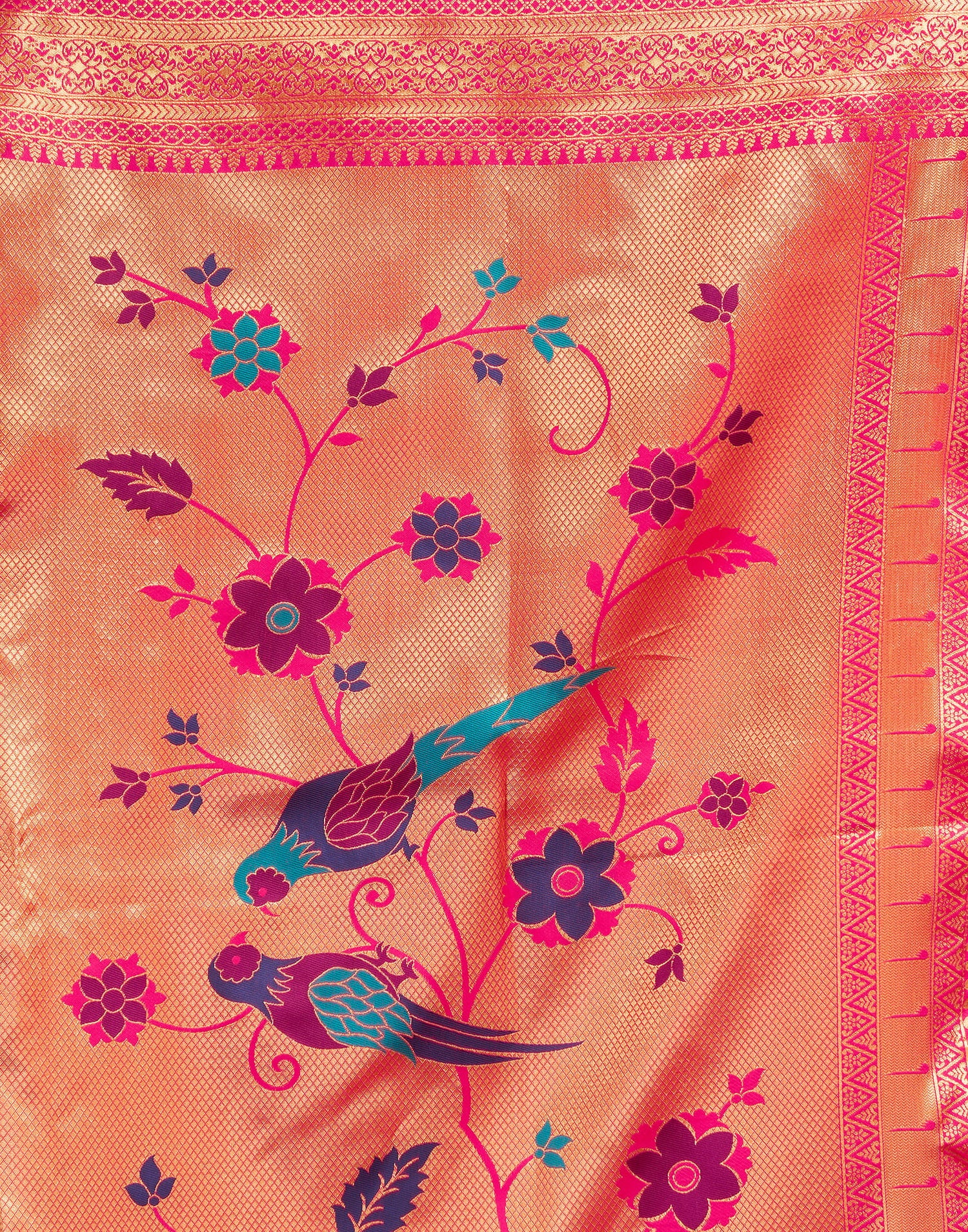 Rani Pink Silk Woven Paithani Saree