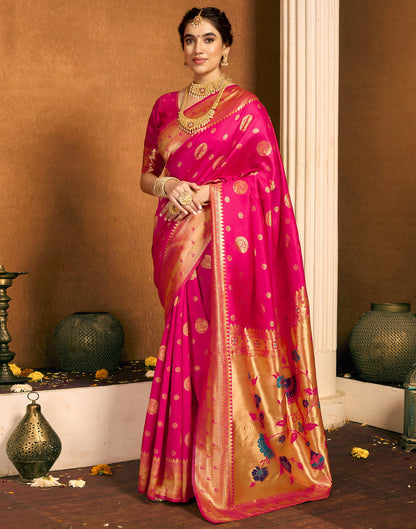 Rani Pink Silk Woven Paithani Saree