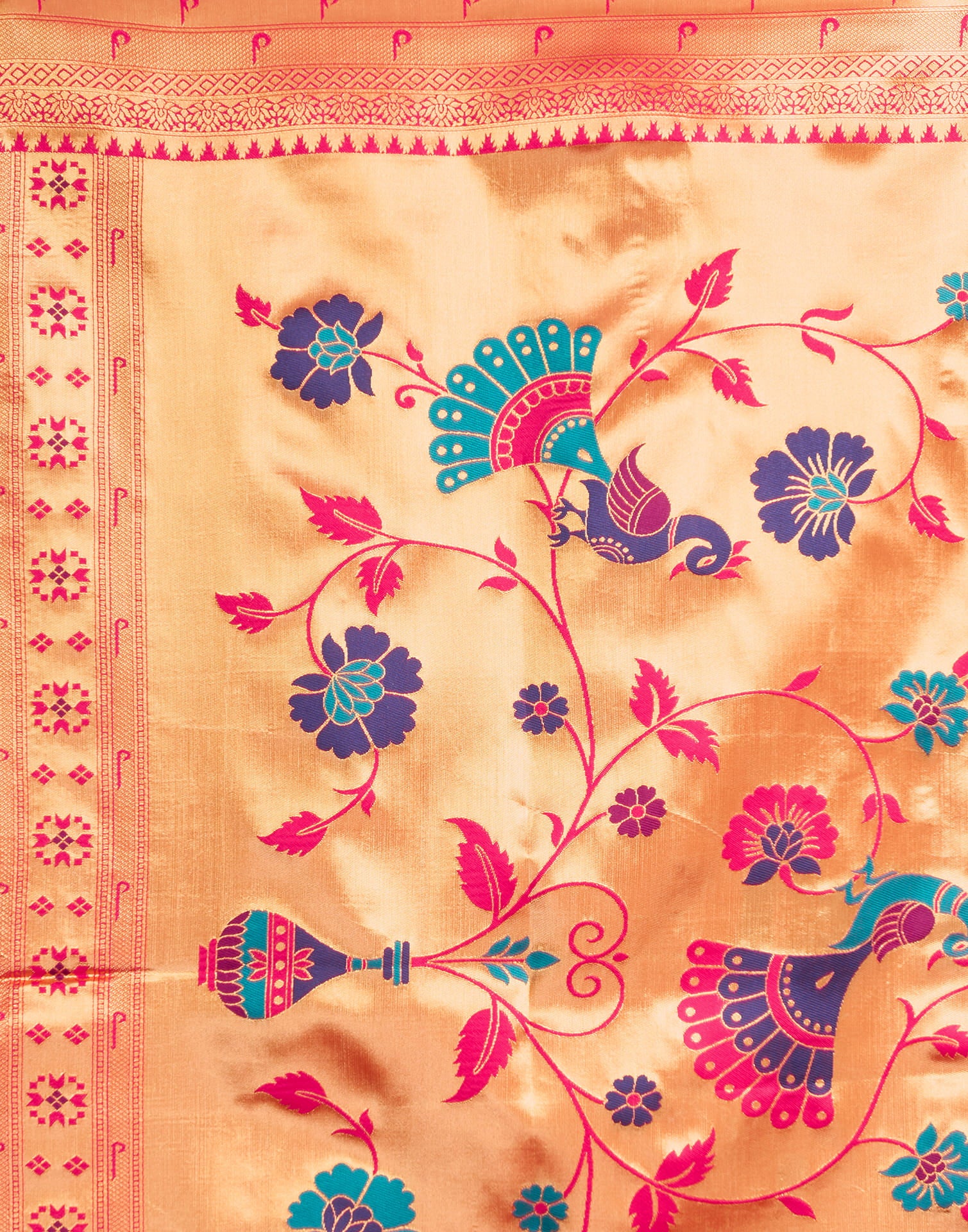 Rani Pink Silk Woven Paithani Saree