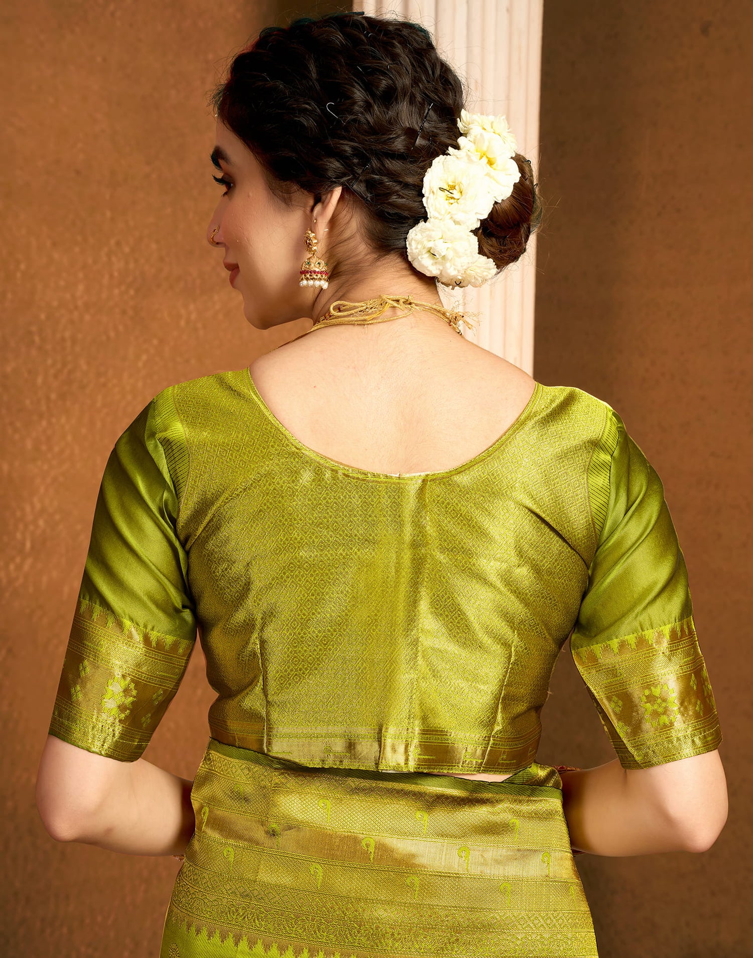 Lime Green Silk Woven Paithani Saree