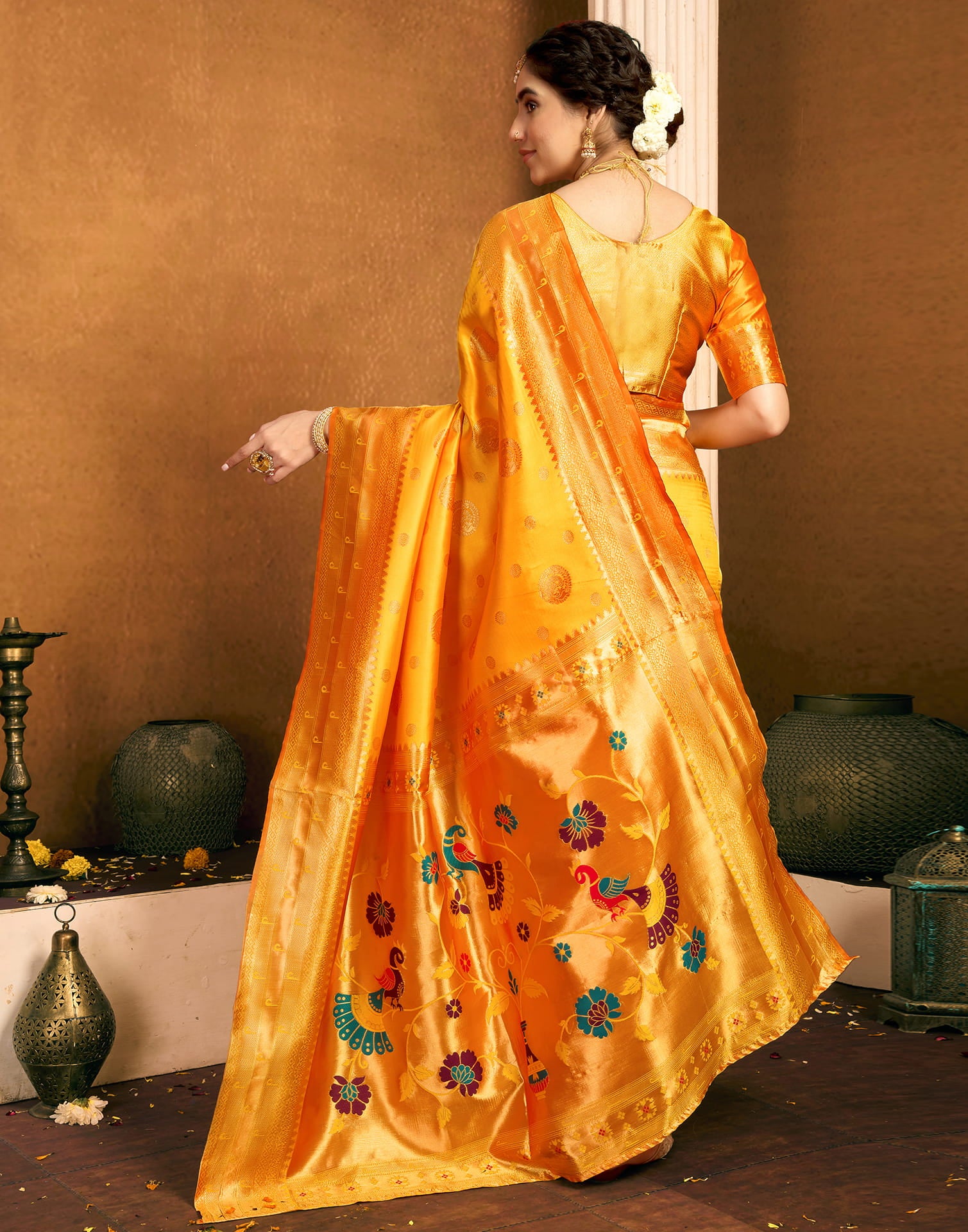 Yellow Silk Woven Paithani Saree