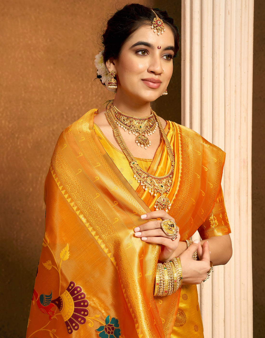 Yellow Silk Woven Paithani Saree