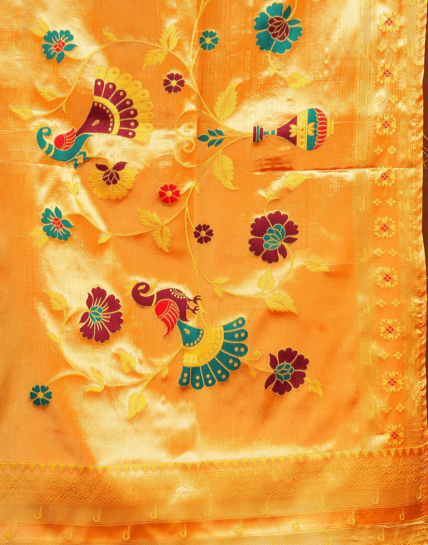 Yellow Silk Woven Paithani Saree