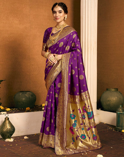 Dark Purple Silk Woven Paithani Saree