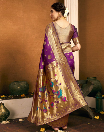 Dark Purple Silk Woven Paithani Saree