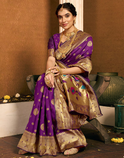 Dark Purple Silk Woven Paithani Saree