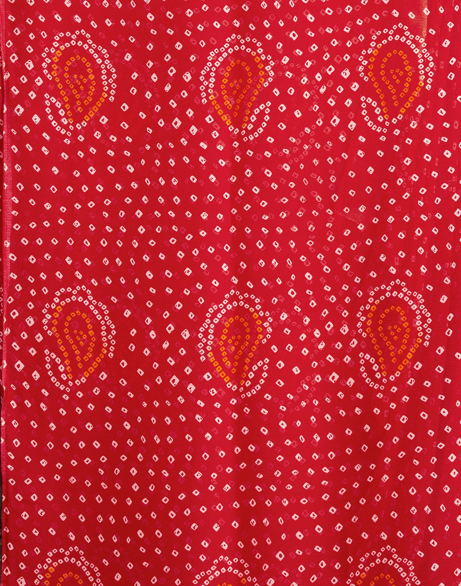 Red Chiffon Bandhani Printed Saree