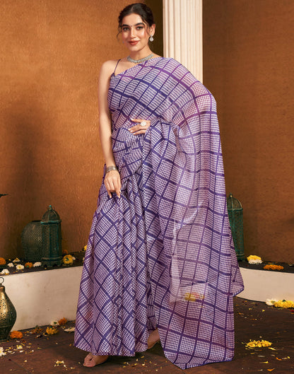 Purple Chiffon Printed Bandhani Saree