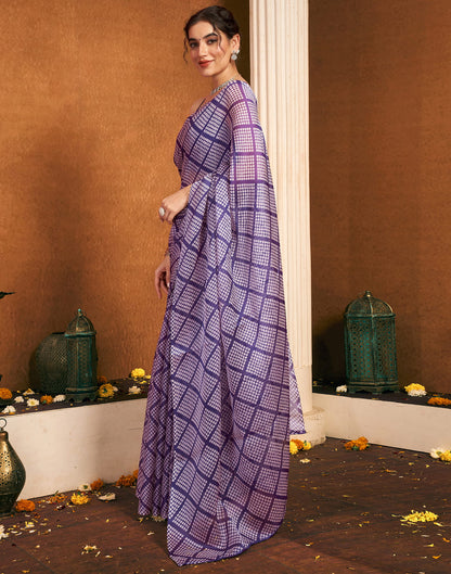 Purple Chiffon Printed Bandhani Saree