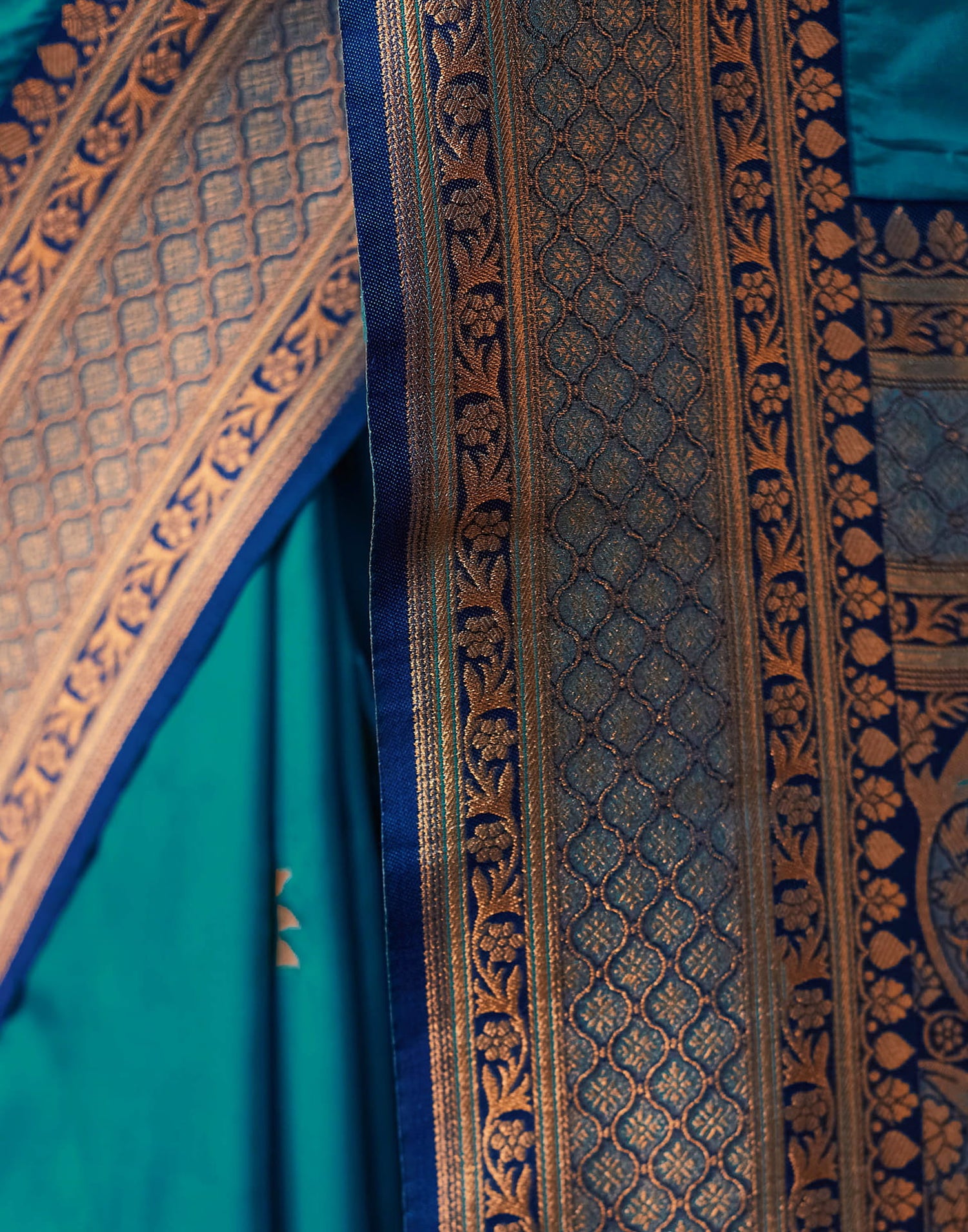 Teal Green Silk Woven Saree