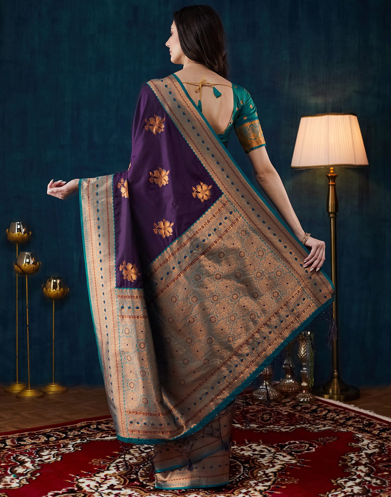 Wine Silk Woven Kanjivaram Saree