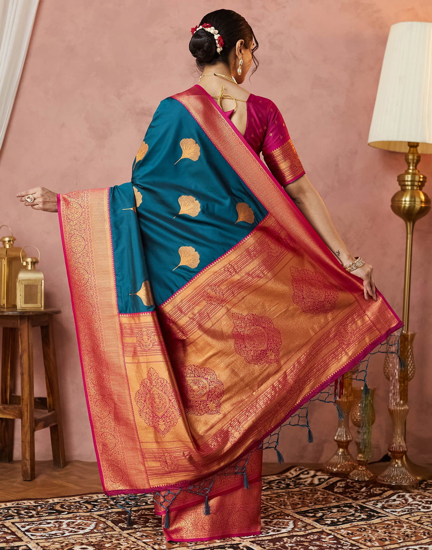 Rama Green Silk Woven Saree