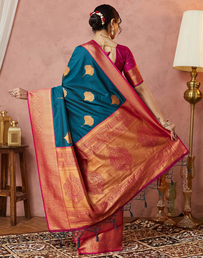 Rama Green Silk Woven Saree