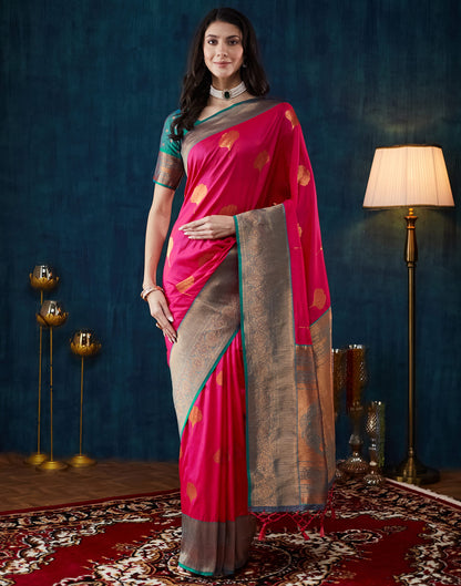 Rani Pink Silk Woven Saree