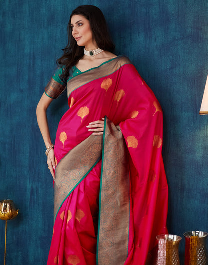 Rani Pink Silk Woven Saree