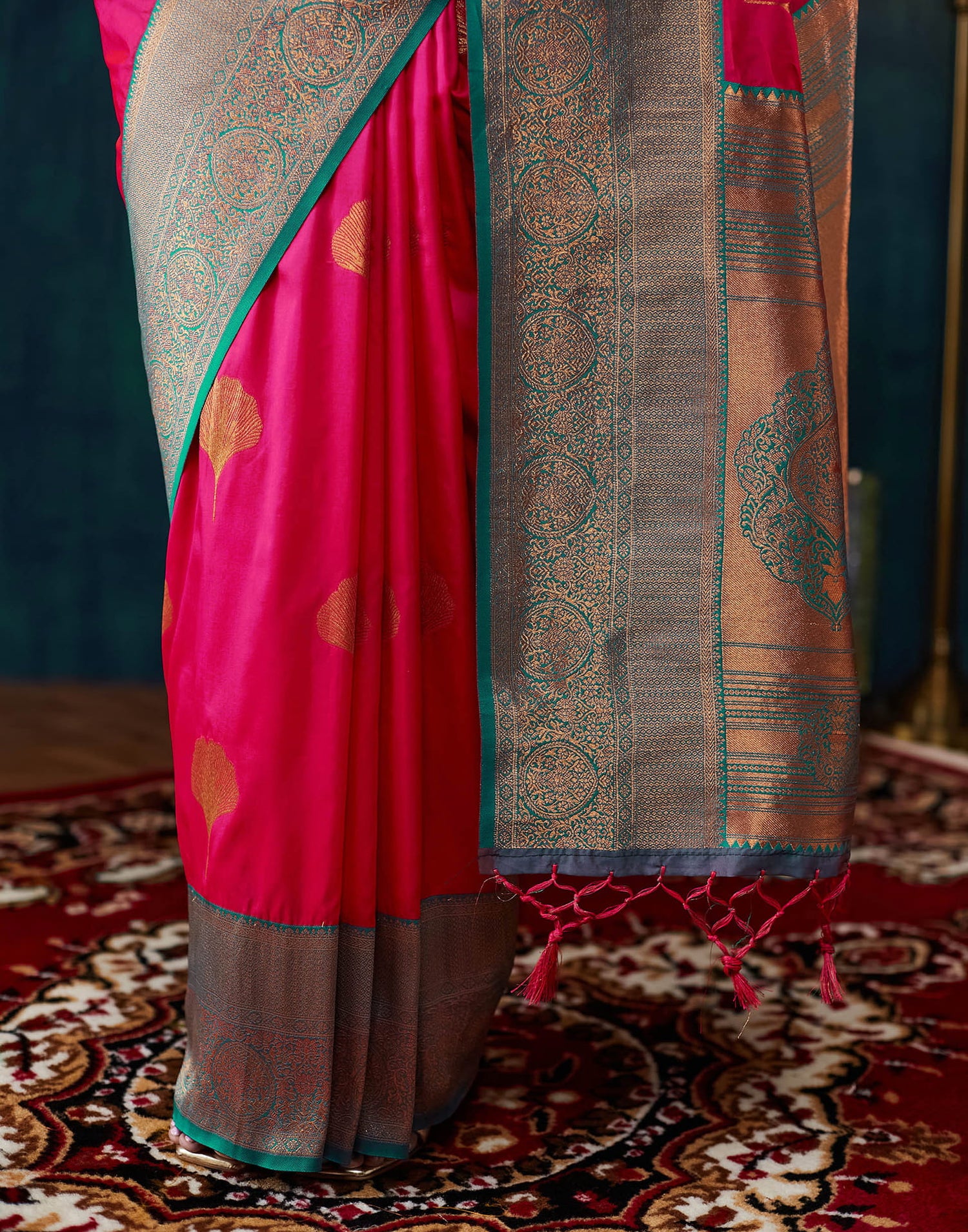 Rani Pink Silk Woven Saree