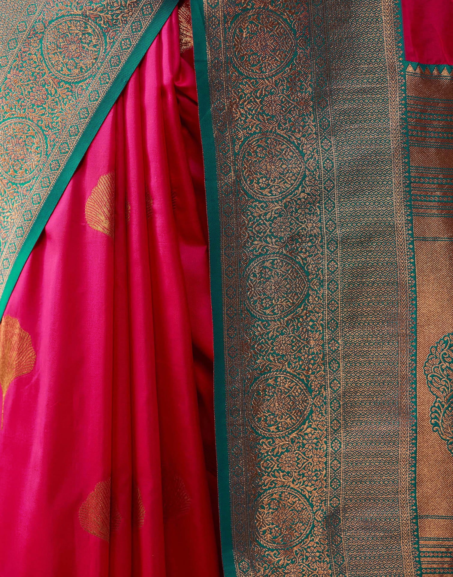 Rani Pink Silk Woven Saree