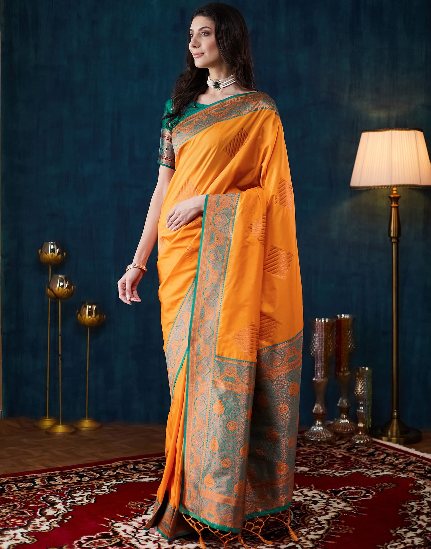 Mustard Yellow Silk Woven Saree