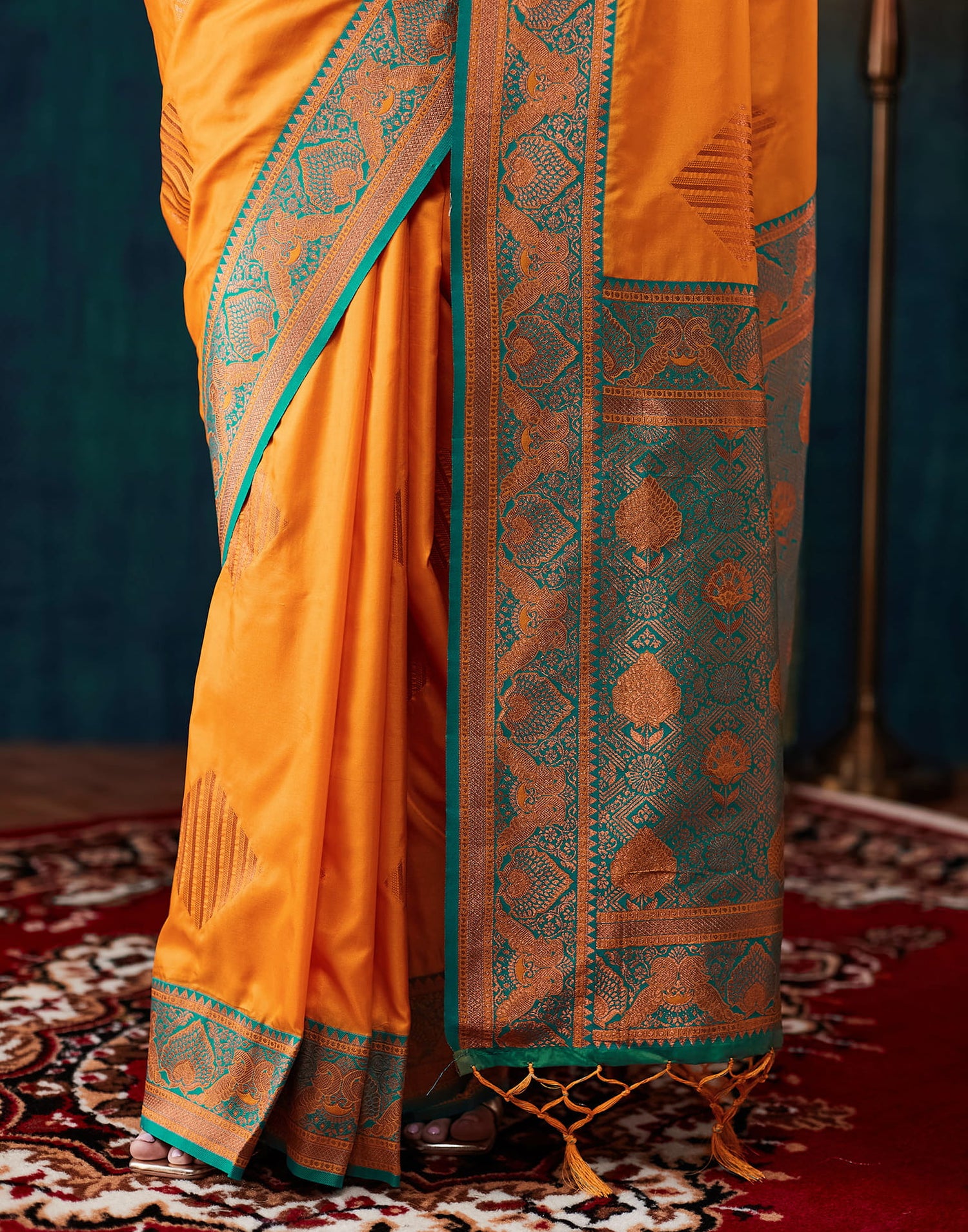 Mustard Yellow Silk Woven Kanjivaram Saree