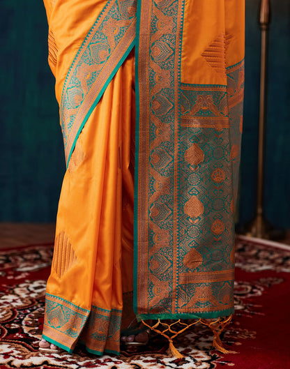 Mustard Yellow Silk Woven Saree