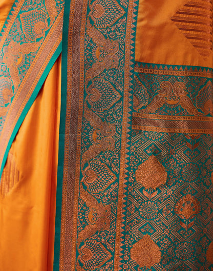 Mustard Yellow Silk Woven Kanjivaram Saree