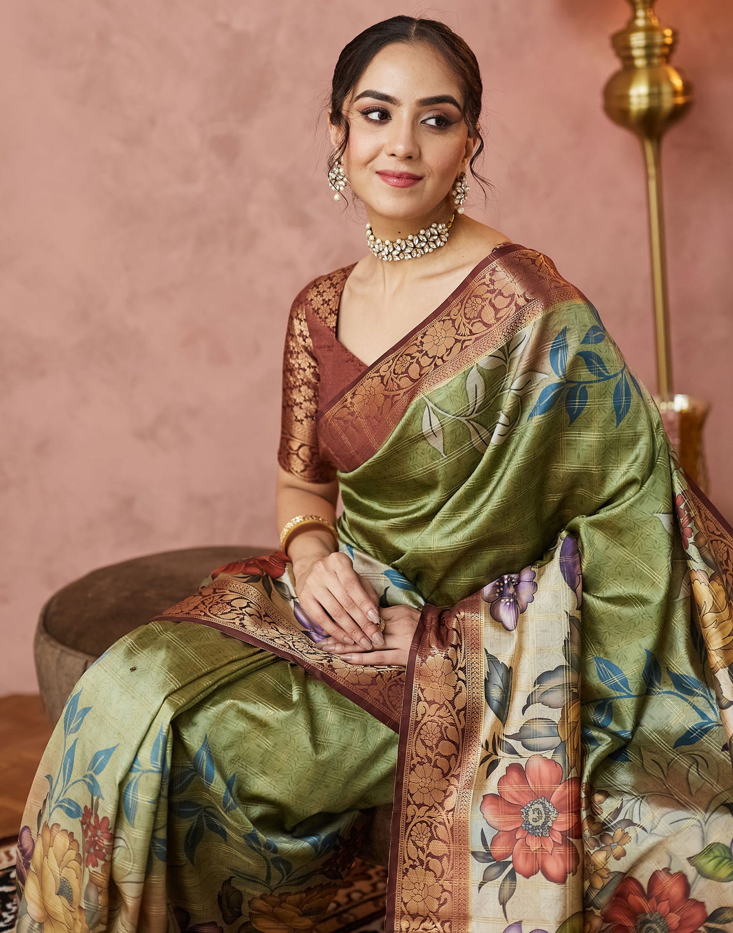 Green Silk Printed Woven Saree