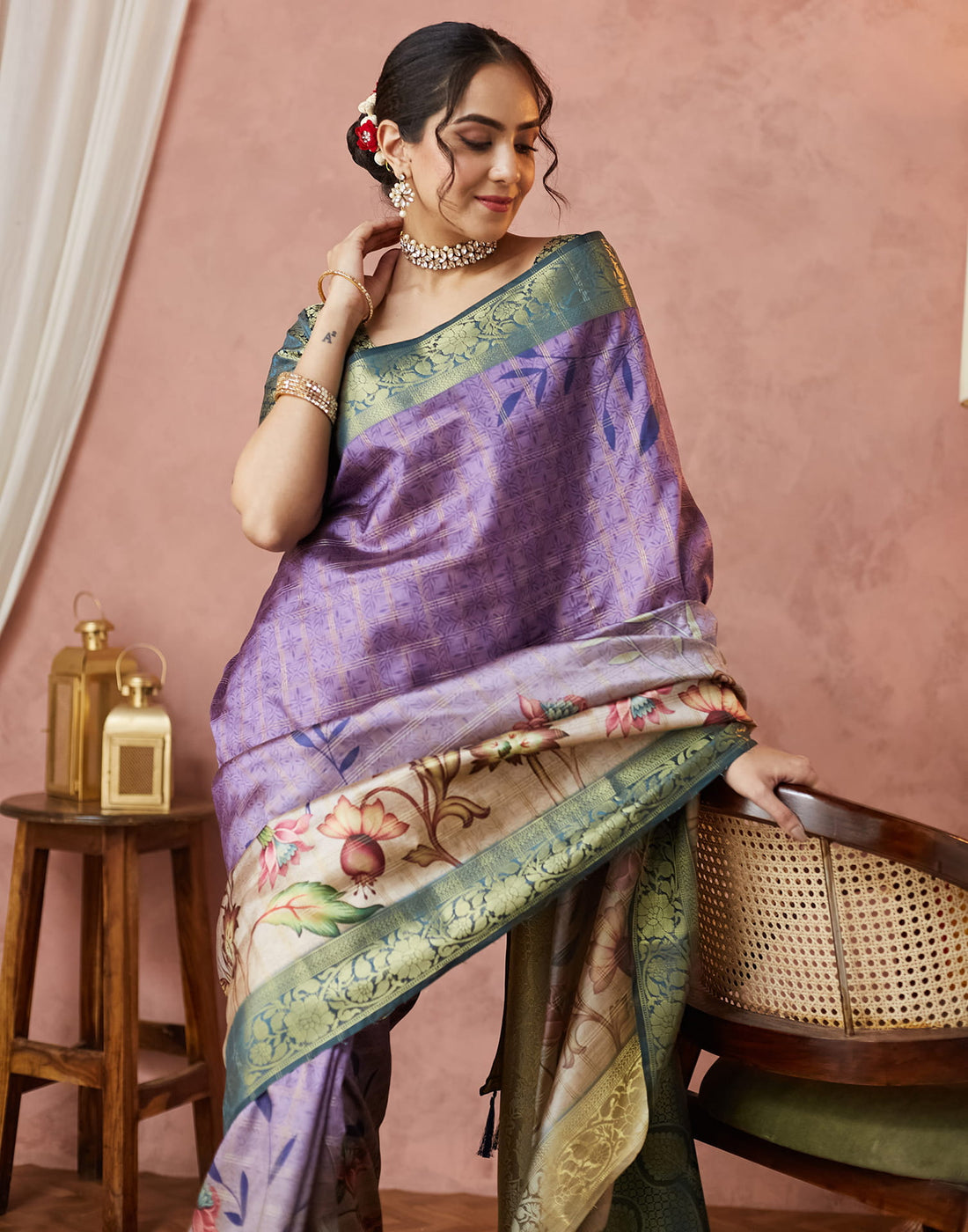 Purple Silk Weaving Banarasi Saree